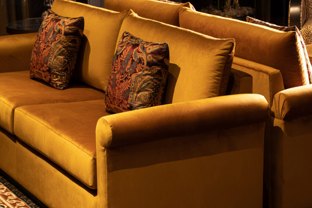 a couch with pillows on it